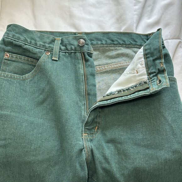 Vtg 90s Lands End Ankle Jeans Womens 6 Tall Green Denim Taper Leg Mom Grunge - Picture 3 of 13